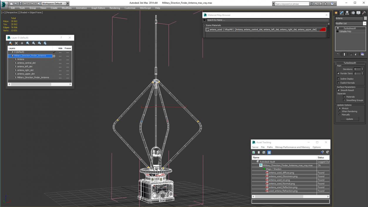 3D Military Direction Finder Antenna model