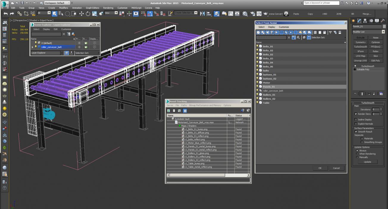 3D Motorised Conveyor Belt model