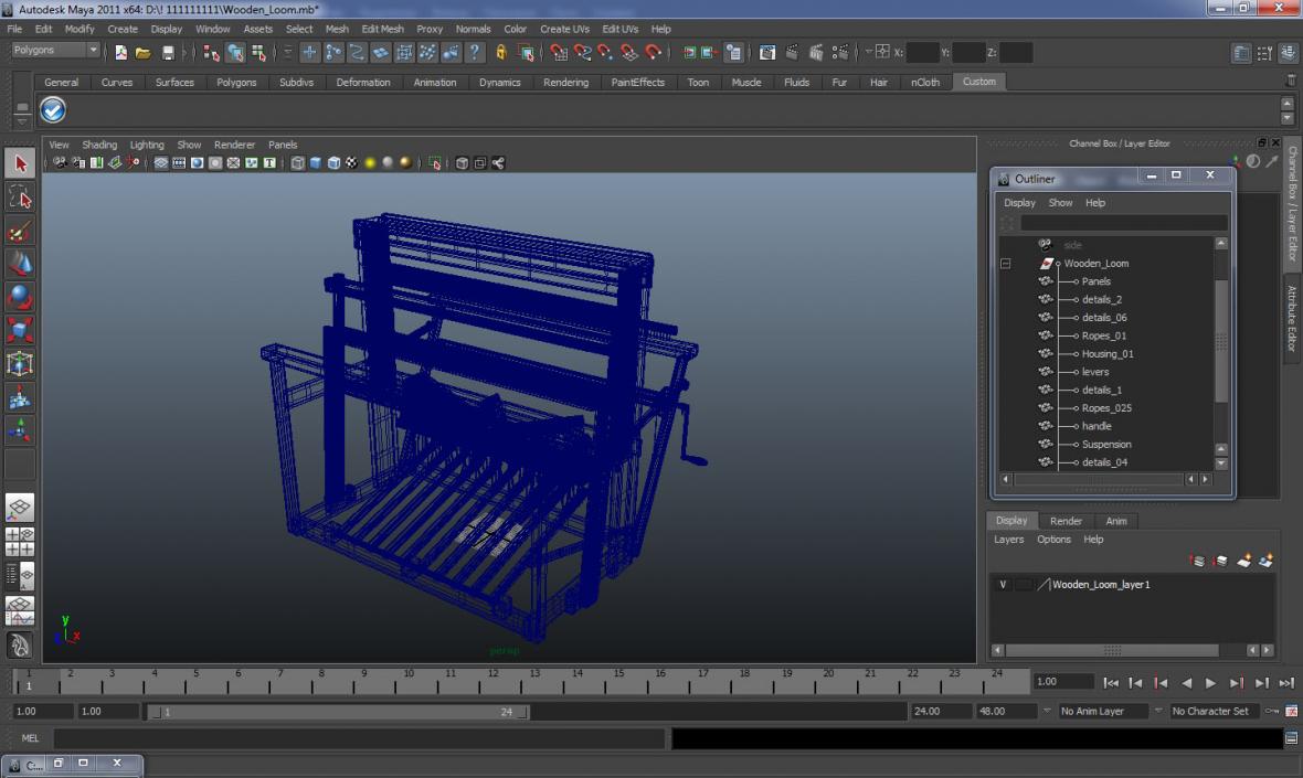 Vintage Wooden Loom 3D model