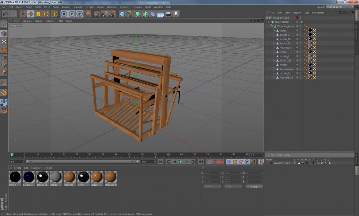 Vintage Wooden Loom 3D model