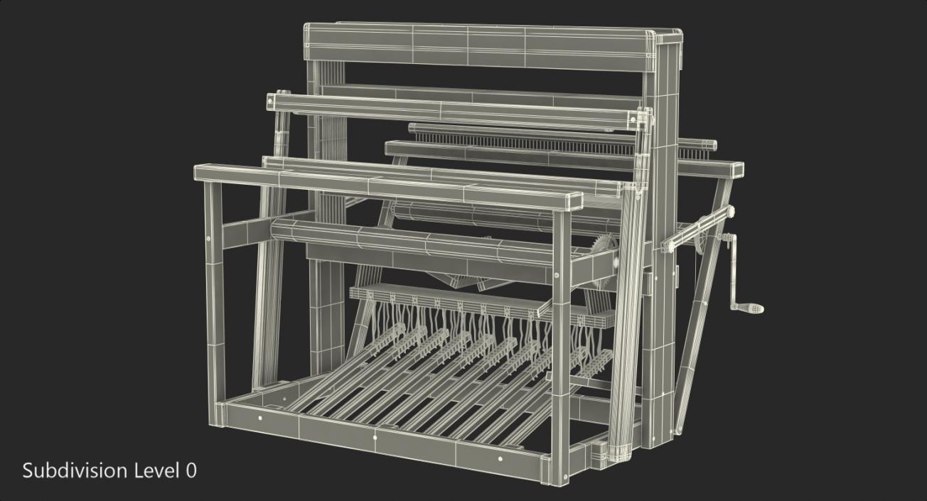 Vintage Wooden Loom 3D model