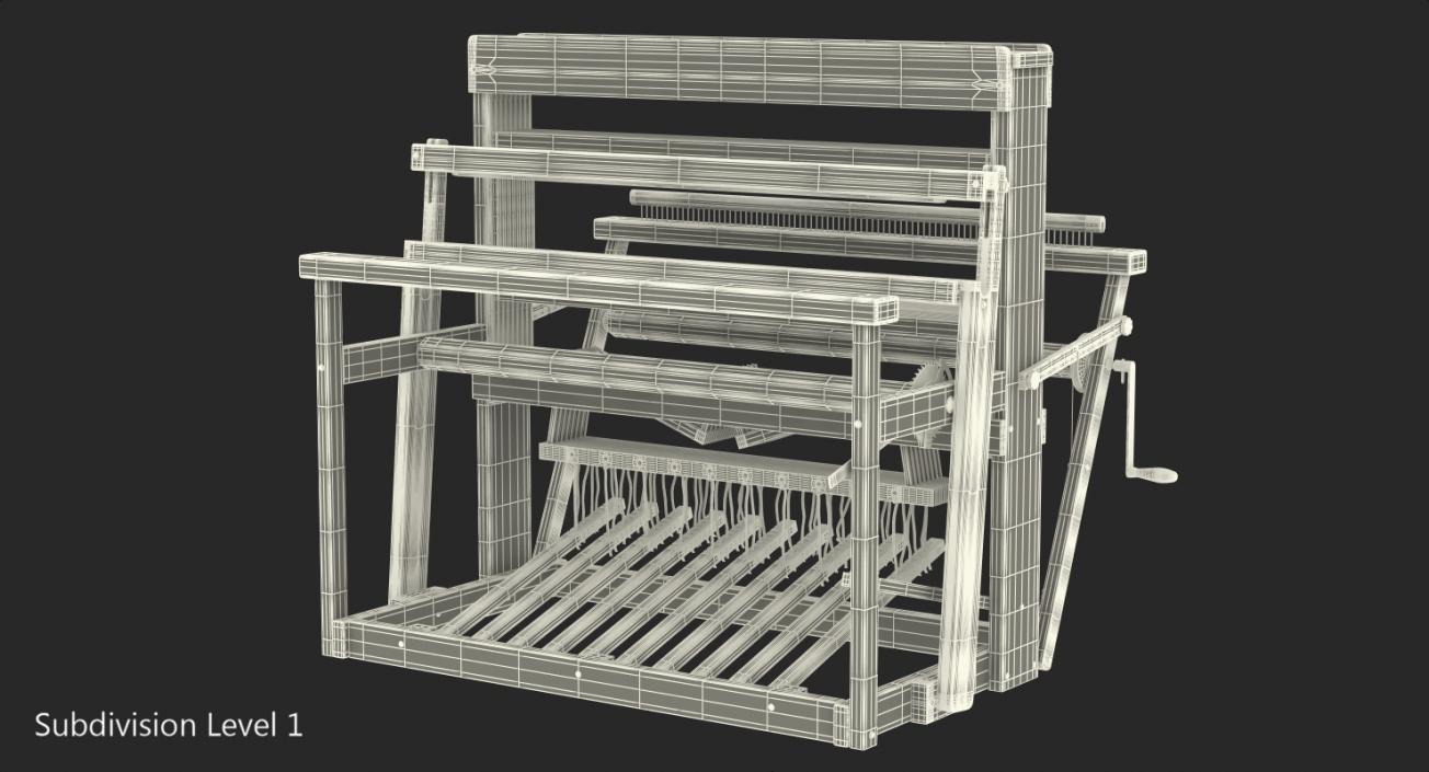 Vintage Wooden Loom 3D model