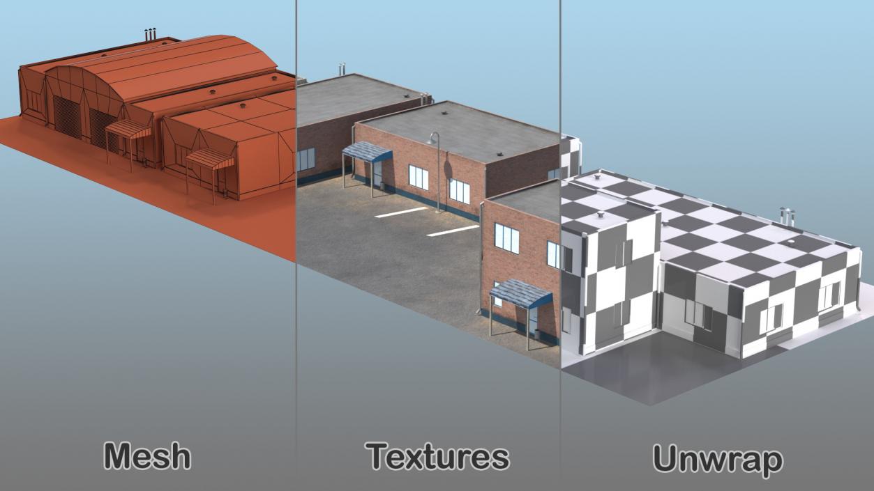 3D Factory Buildings Collection model