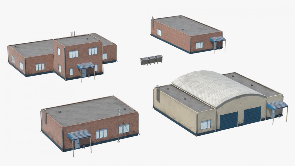 3D Factory Buildings Collection model