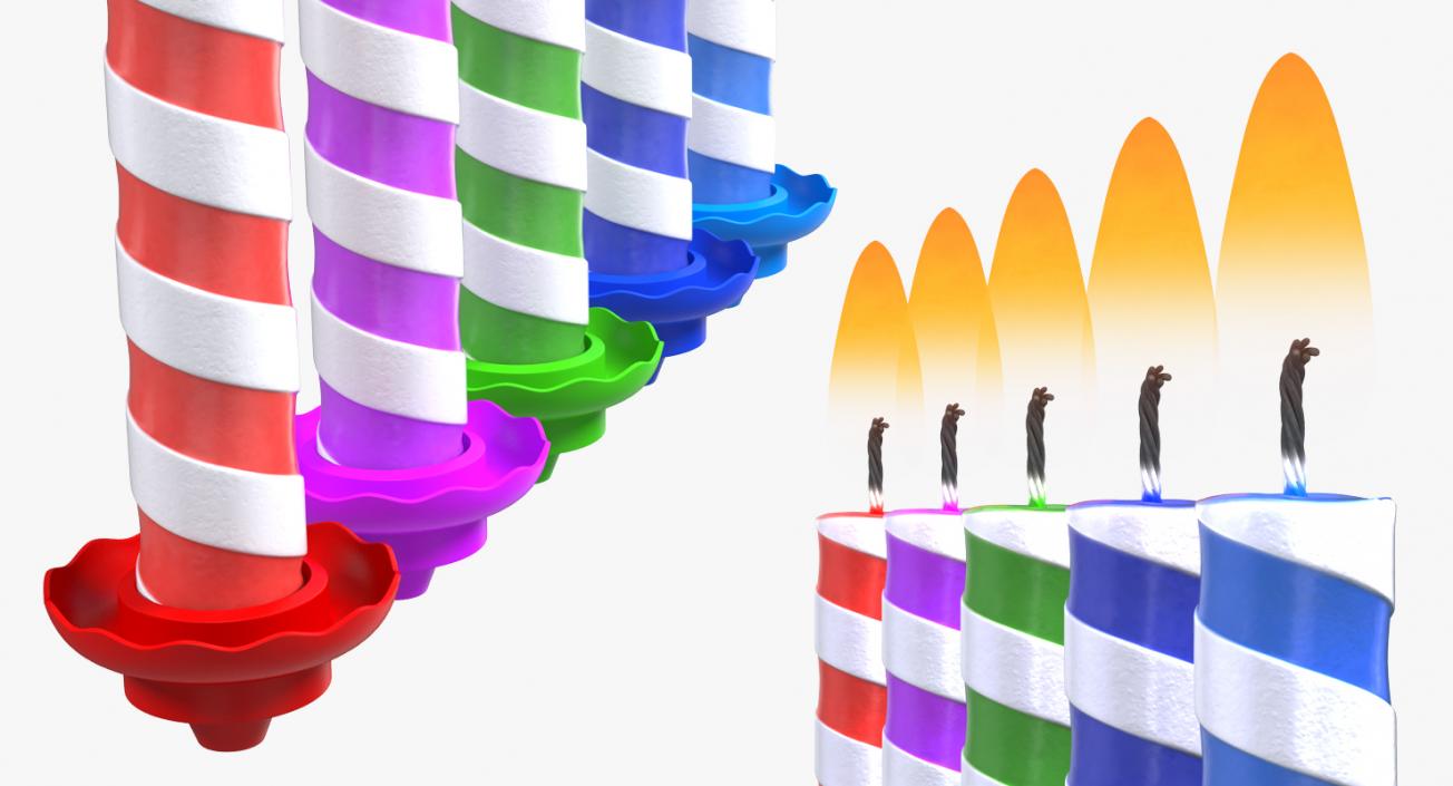 3D Birthday Candles with Flame Set