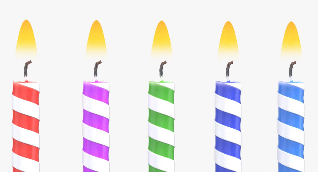 3D Birthday Candles with Flame Set