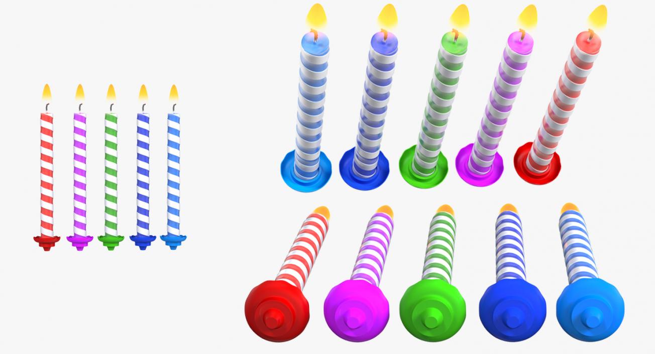 3D Birthday Candles with Flame Set