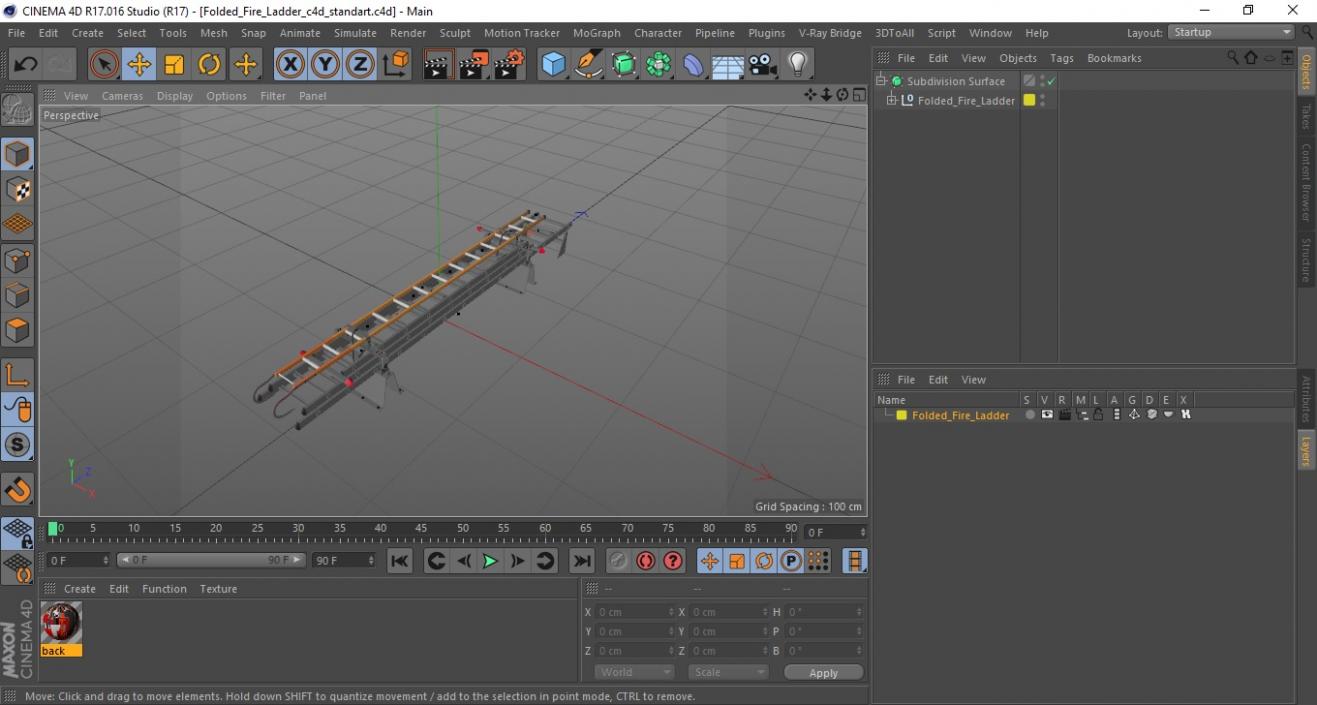 3D Folded Fire Ladder model