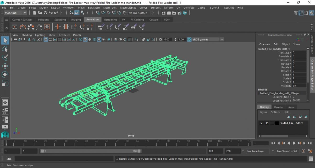 3D Folded Fire Ladder model