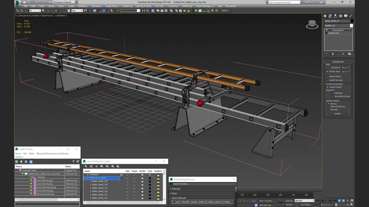 3D Folded Fire Ladder model