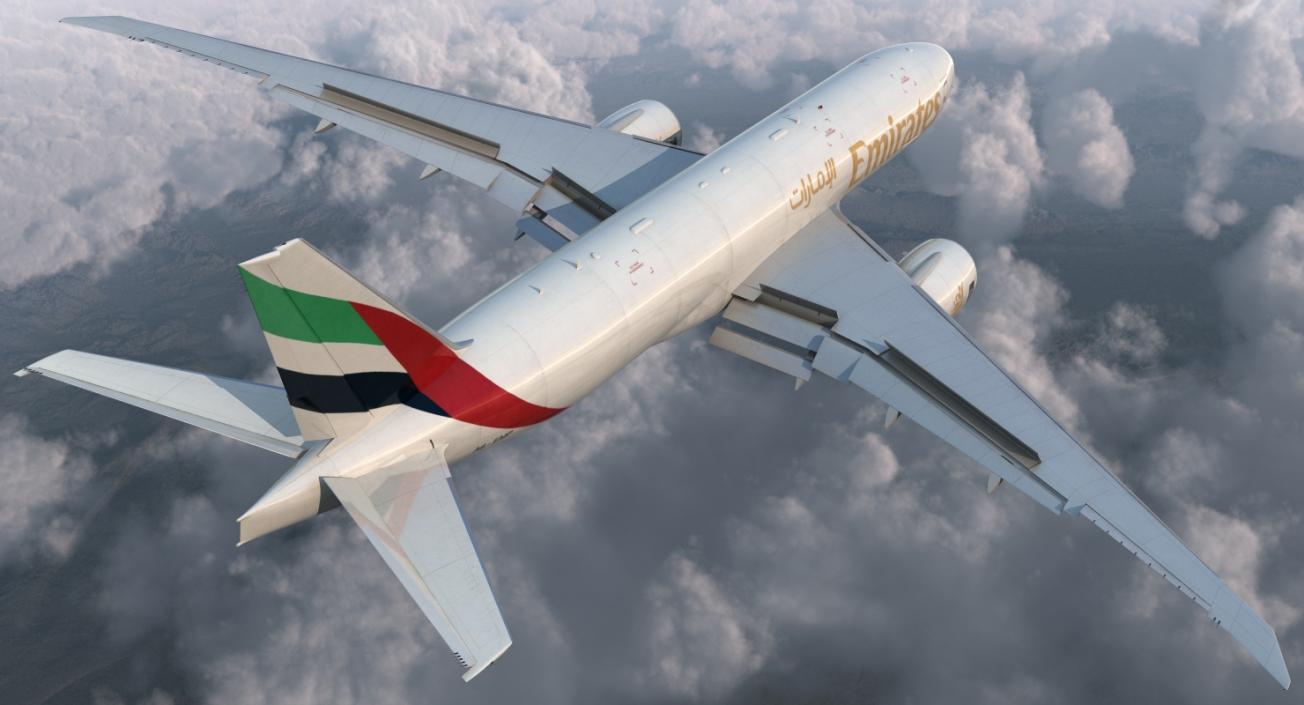 3D model Boeing 777 Freighter Emirates Airlines Rigged