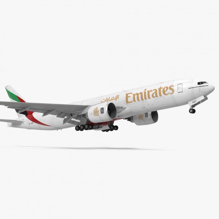 3D model Boeing 777 Freighter Emirates Airlines Rigged