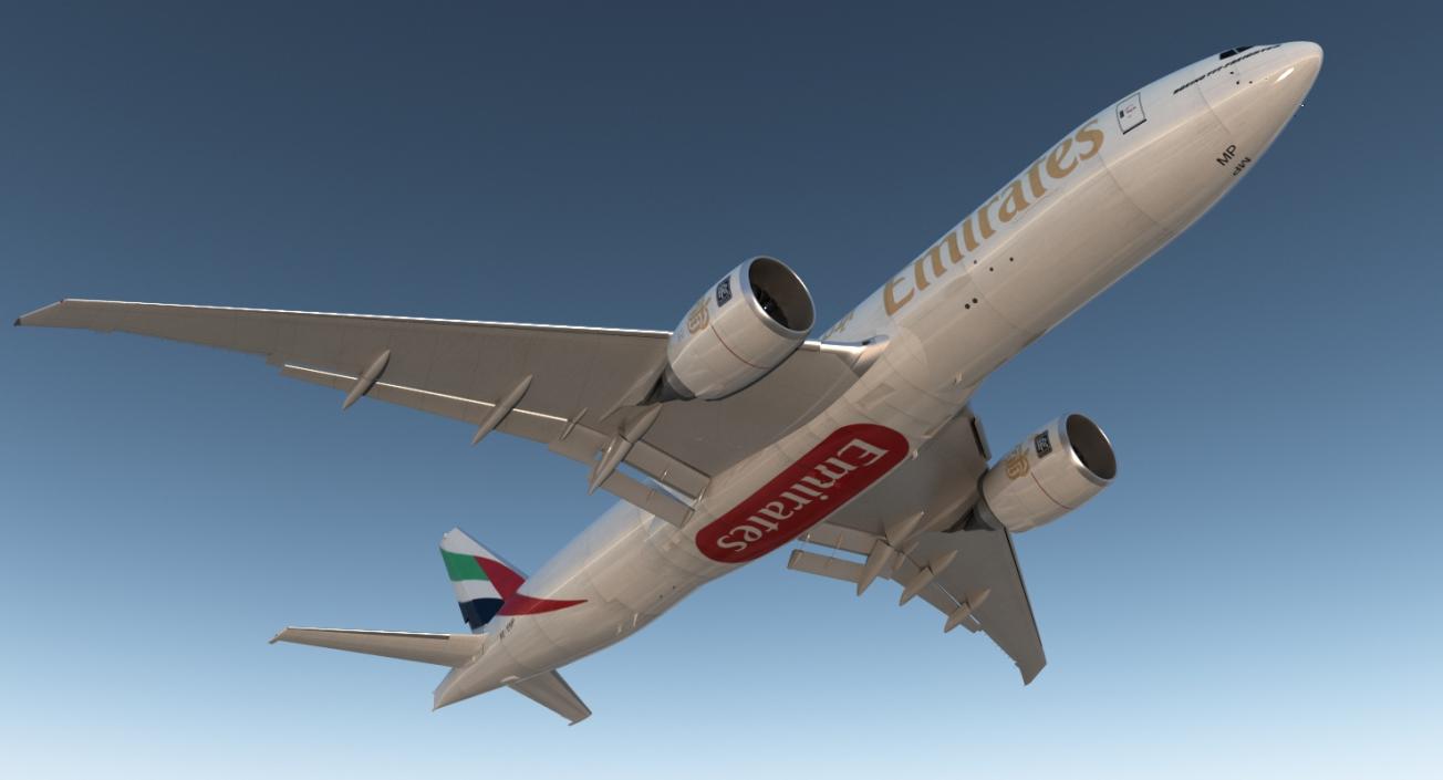 3D model Boeing 777 Freighter Emirates Airlines Rigged