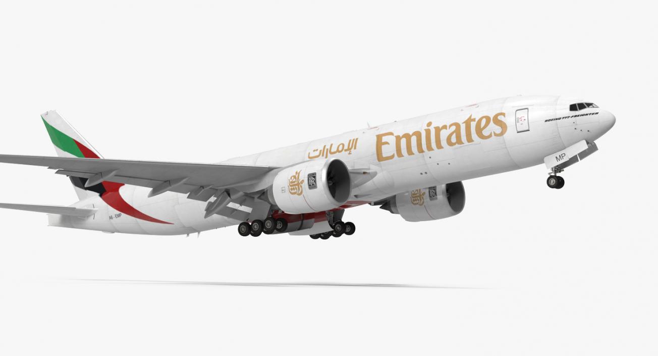 3D model Boeing 777 Freighter Emirates Airlines Rigged