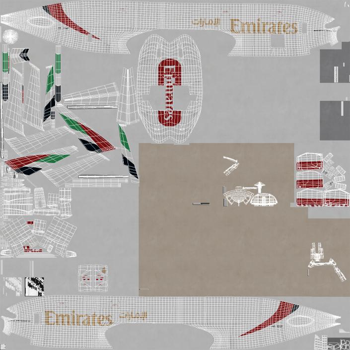 3D model Boeing 777 Freighter Emirates Airlines Rigged