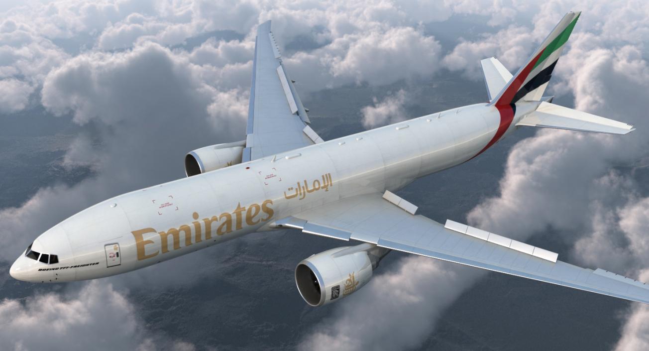 3D model Boeing 777 Freighter Emirates Airlines Rigged