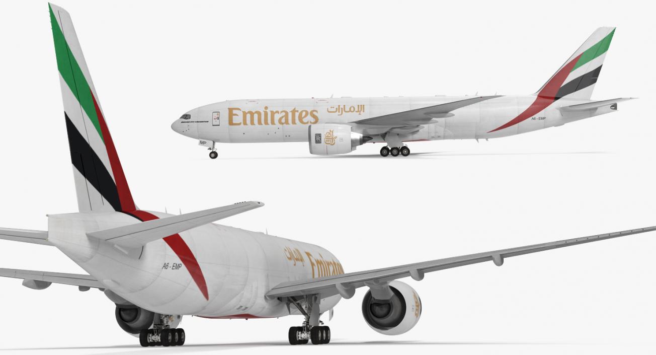 3D model Boeing 777 Freighter Emirates Airlines Rigged