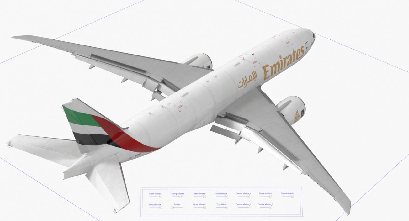 3D model Boeing 777 Freighter Emirates Airlines Rigged