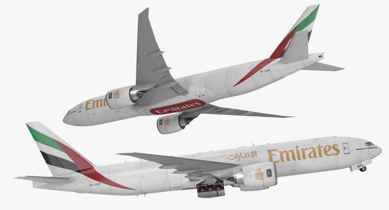 3D model Boeing 777 Freighter Emirates Airlines Rigged