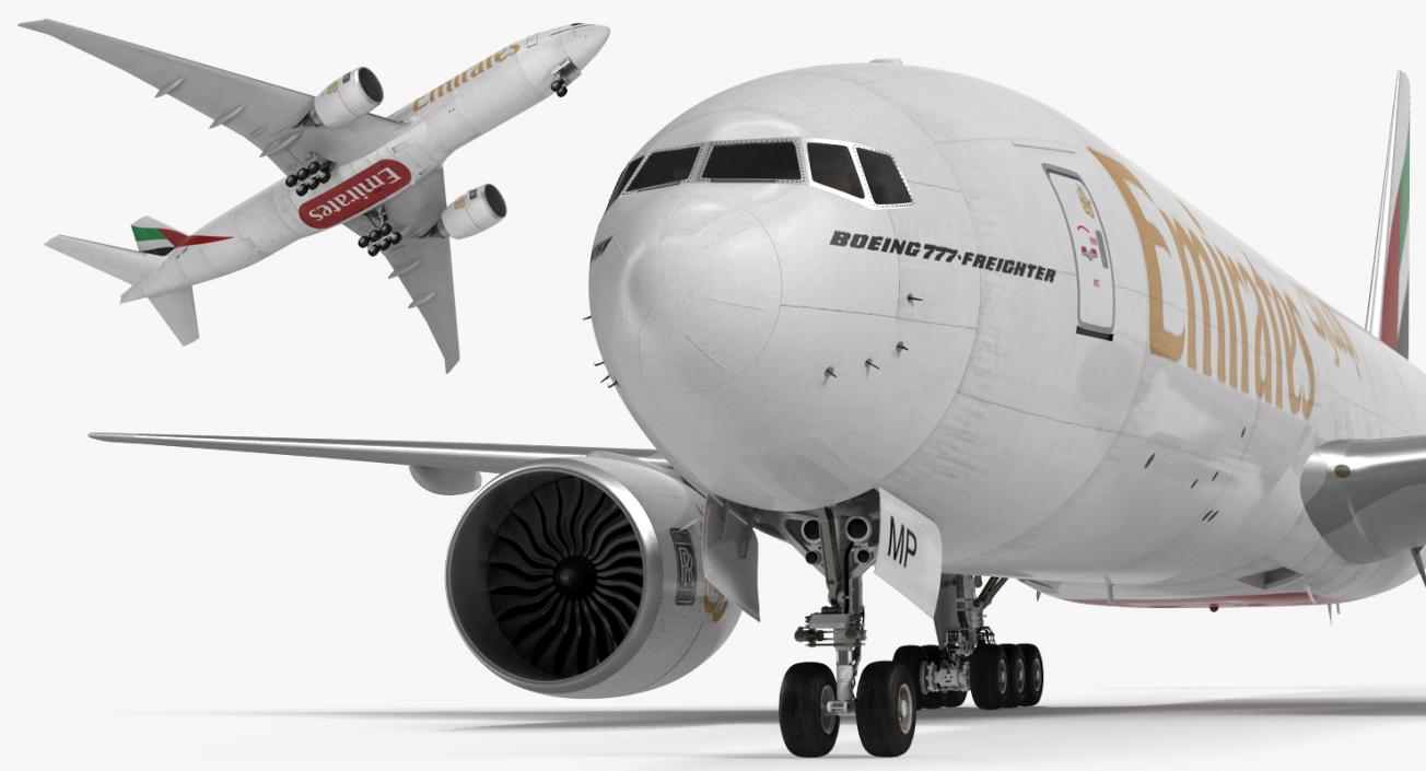 3D model Boeing 777 Freighter Emirates Airlines Rigged