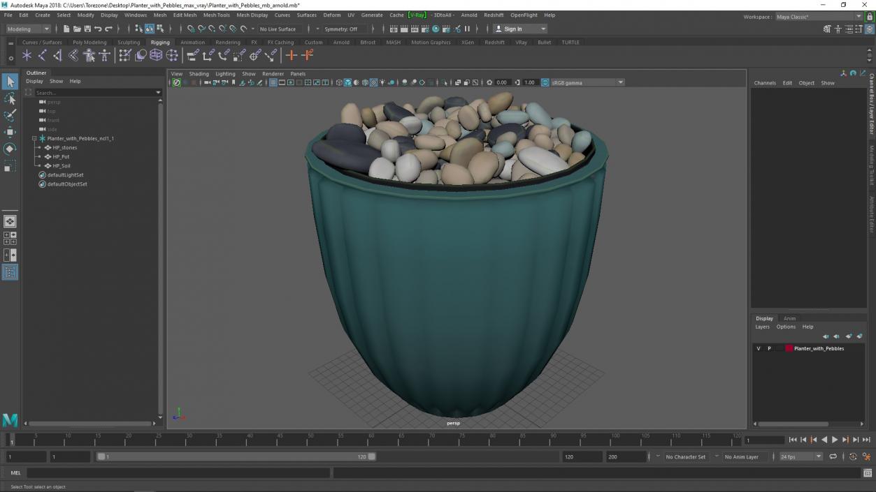 3D model Planter with Pebbles