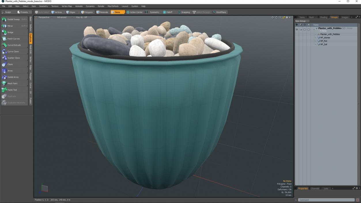 3D model Planter with Pebbles