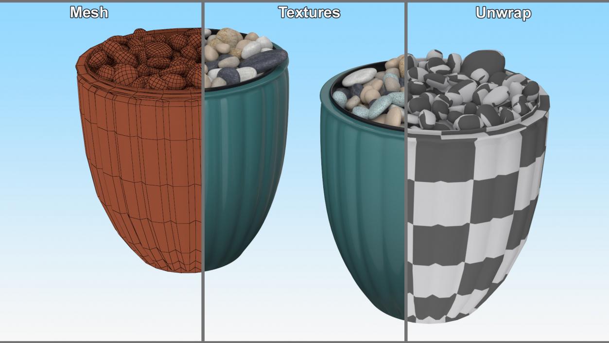 3D model Planter with Pebbles