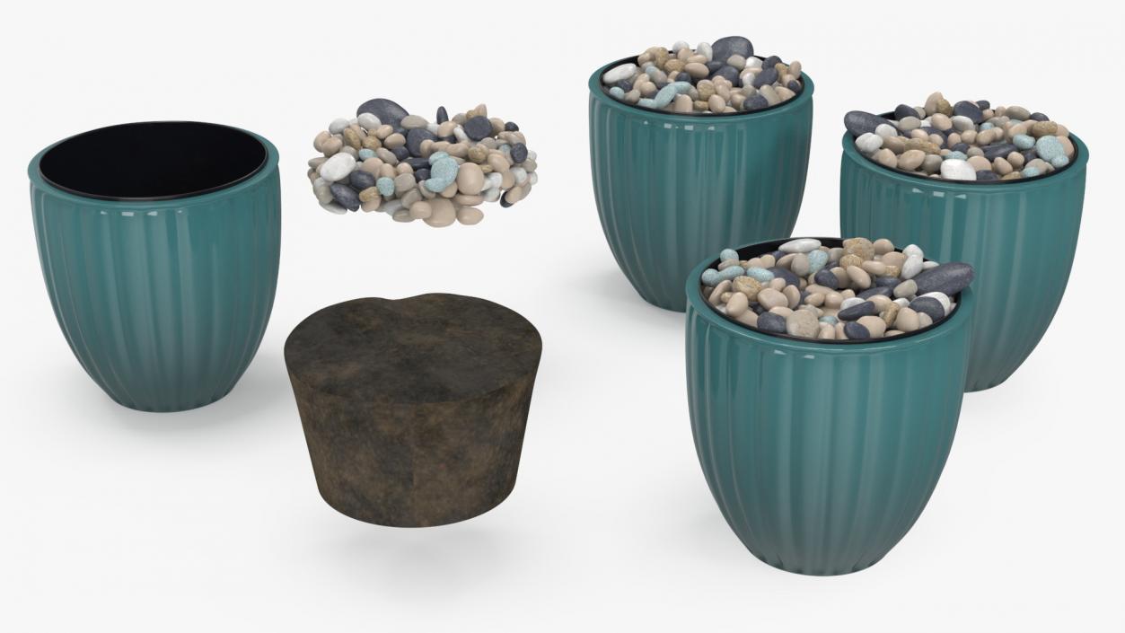 3D model Planter with Pebbles