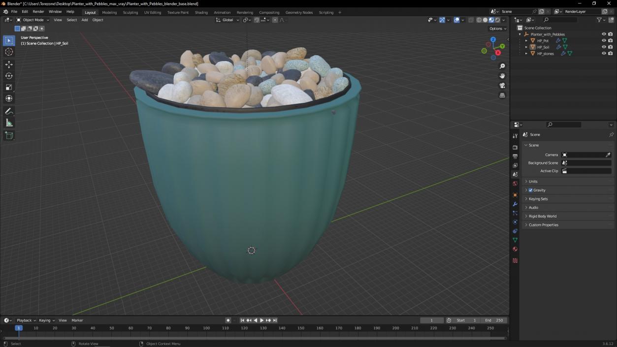 3D model Planter with Pebbles