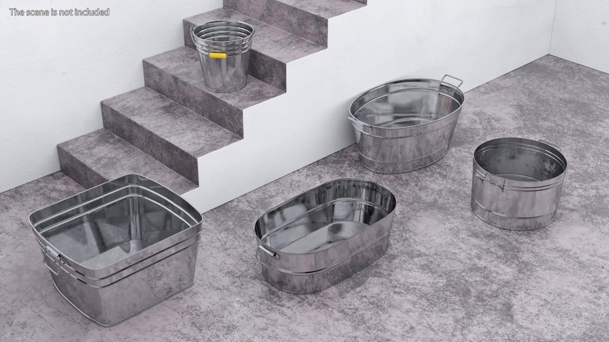 Galvanized Steel  Tub Collection 3D