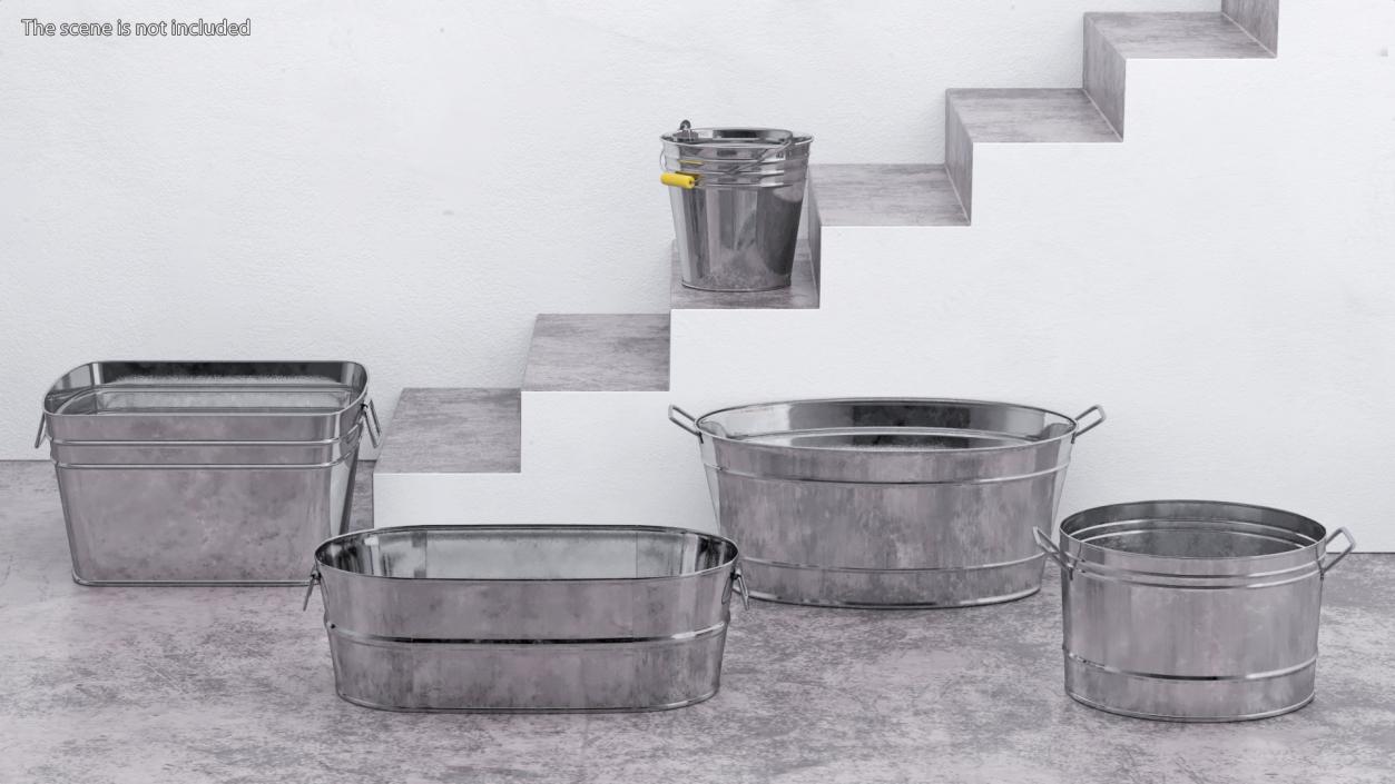 Galvanized Steel  Tub Collection 3D