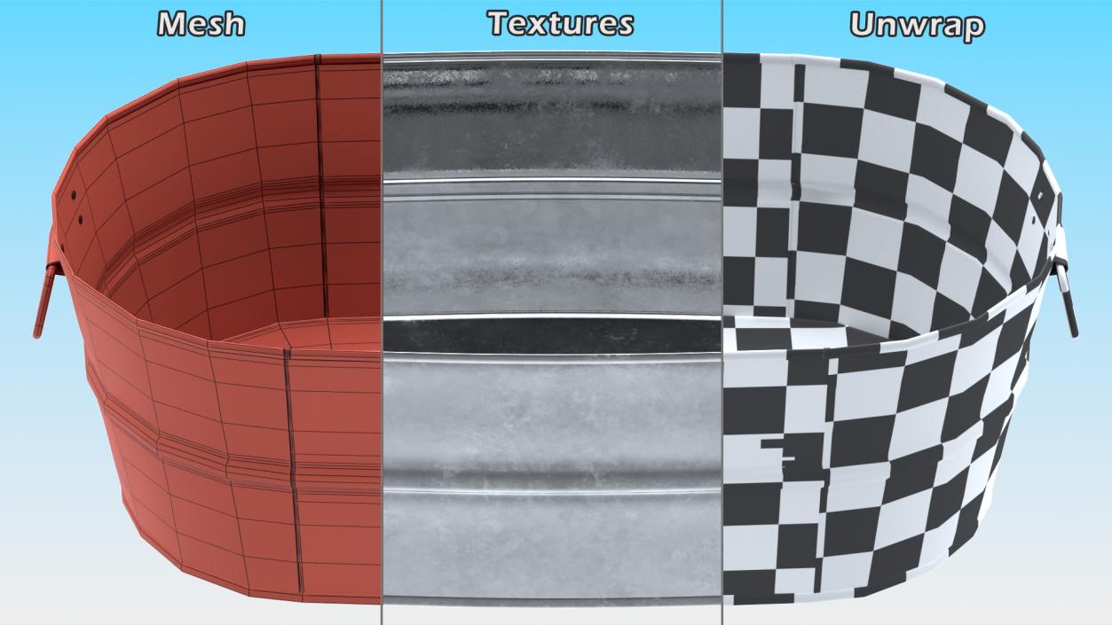 Galvanized Steel  Tub Collection 3D