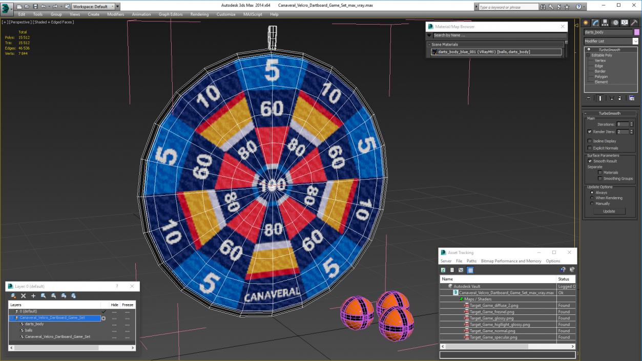 3D model Canaveral Velcro Dartboard Game Set