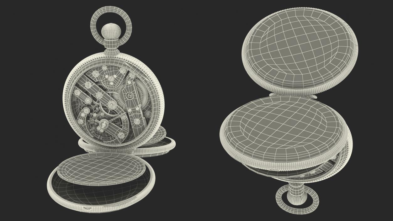 Silver Tiffany Pocket Watch Closed 3D model