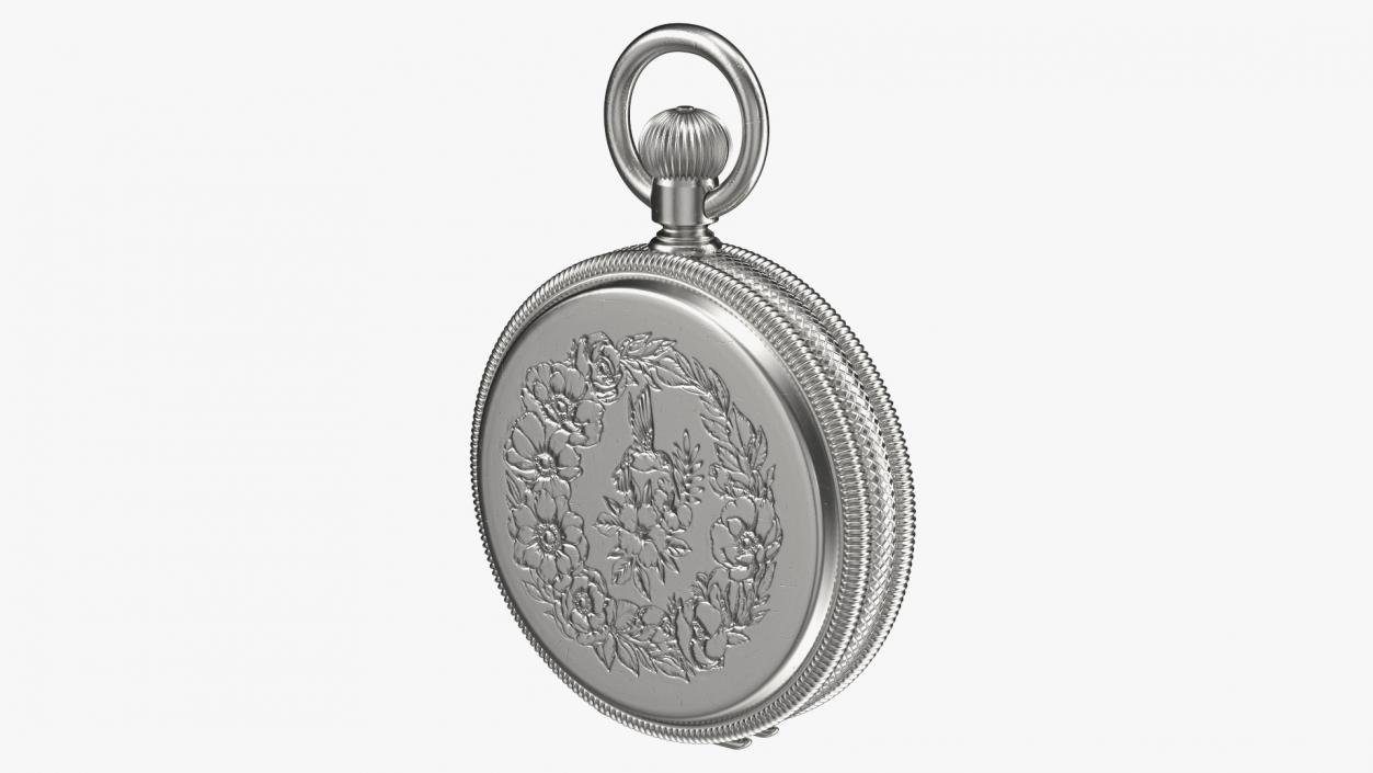 Silver Tiffany Pocket Watch Closed 3D model