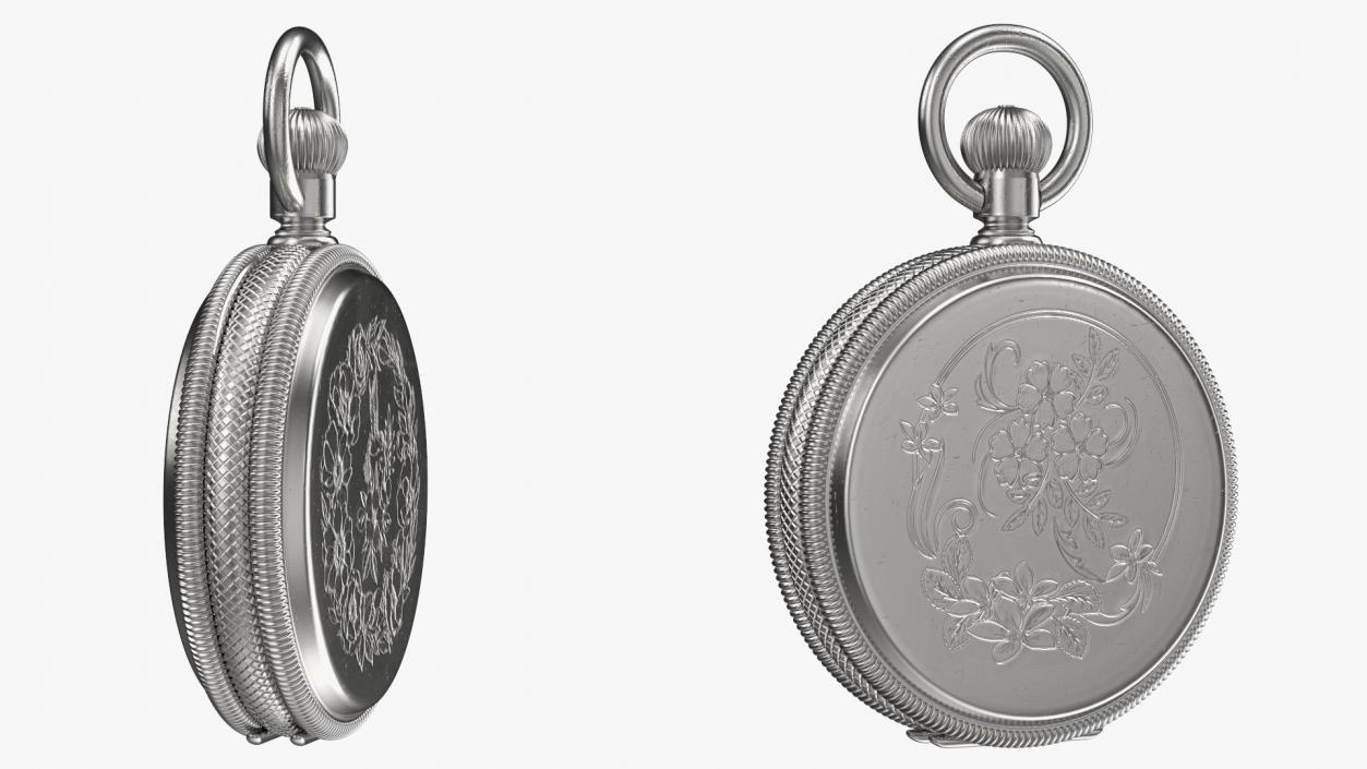 Silver Tiffany Pocket Watch Closed 3D model