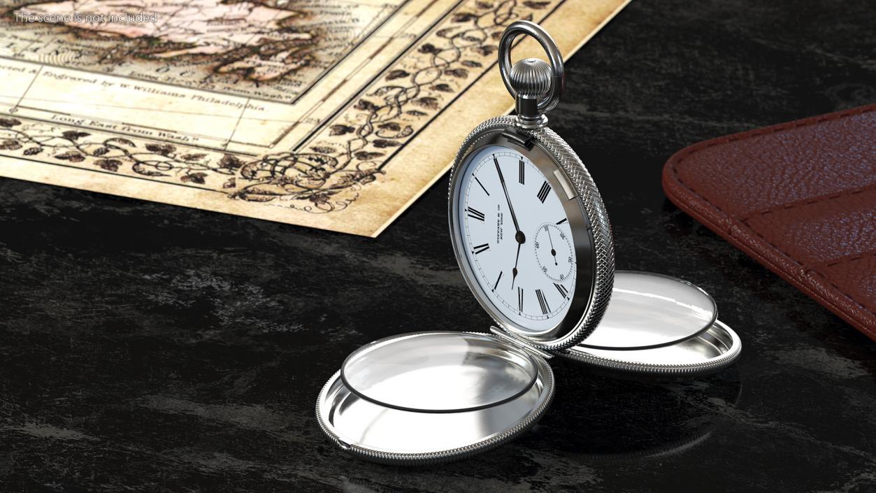 Silver Tiffany Pocket Watch Closed 3D model