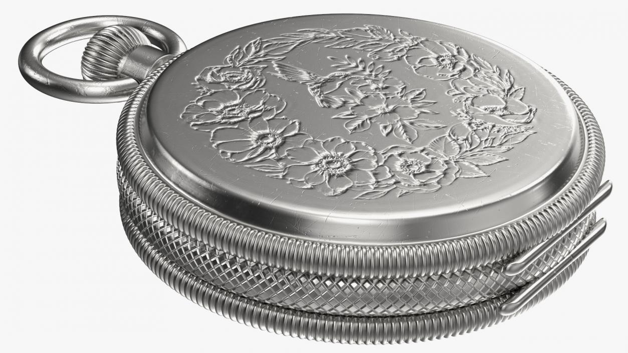 Silver Tiffany Pocket Watch Closed 3D model