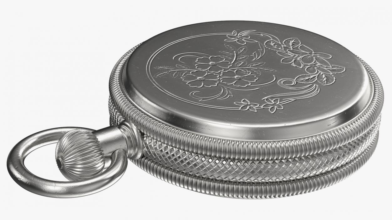 Silver Tiffany Pocket Watch Closed 3D model