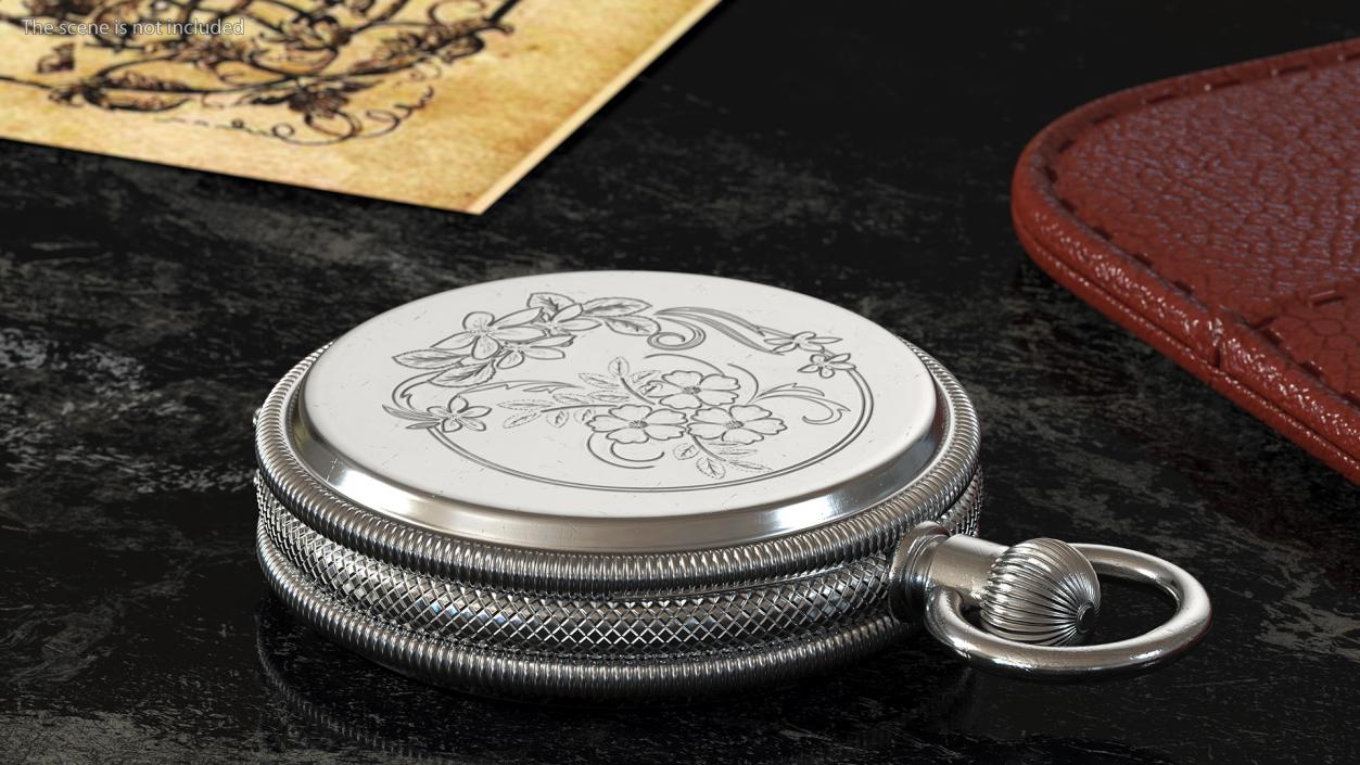 Silver Tiffany Pocket Watch Closed 3D model