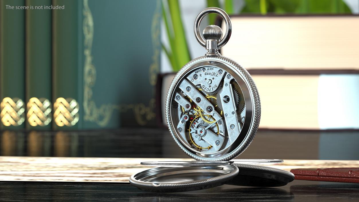 Silver Tiffany Pocket Watch Closed 3D model