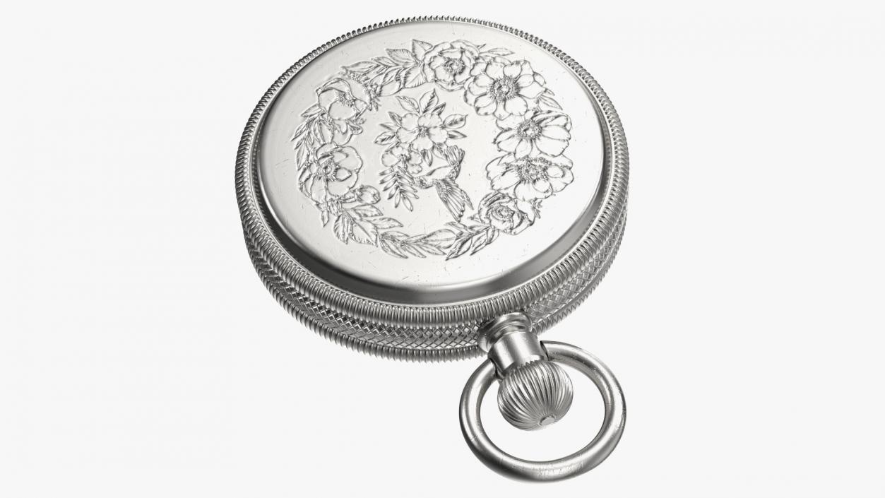 Silver Tiffany Pocket Watch Closed 3D model