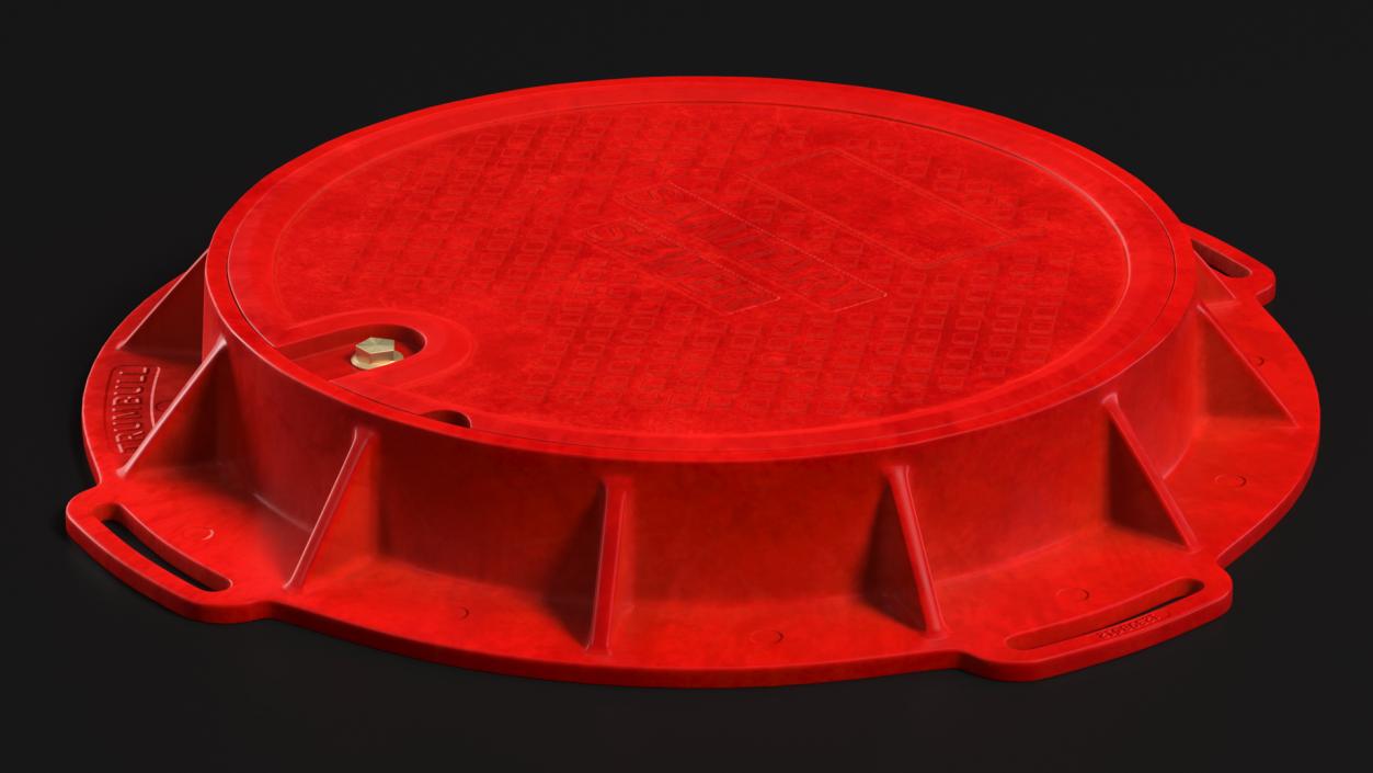 Fiberglass Manhole Red 3D