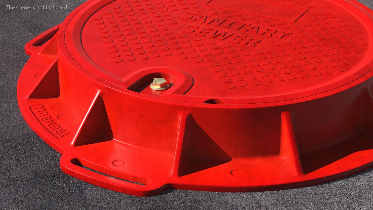 Fiberglass Manhole Red 3D