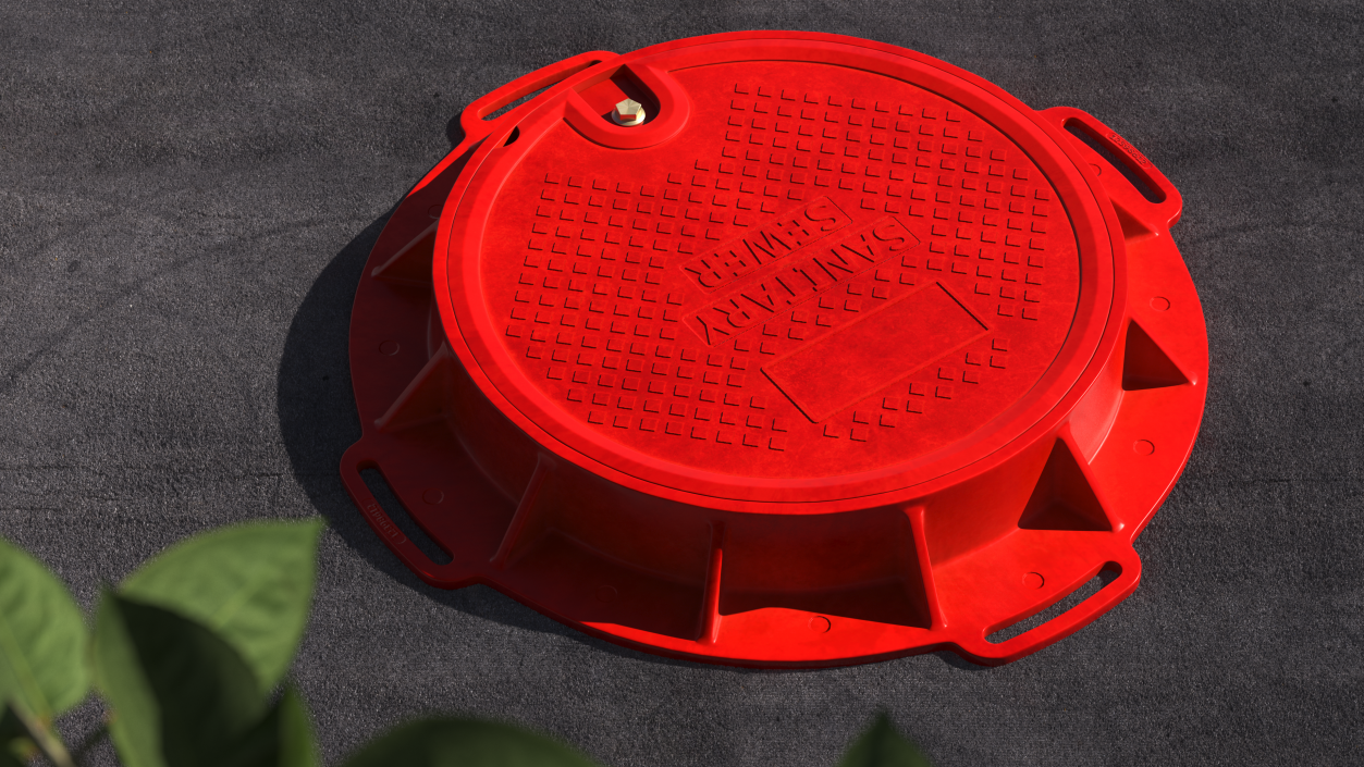 Fiberglass Manhole Red 3D