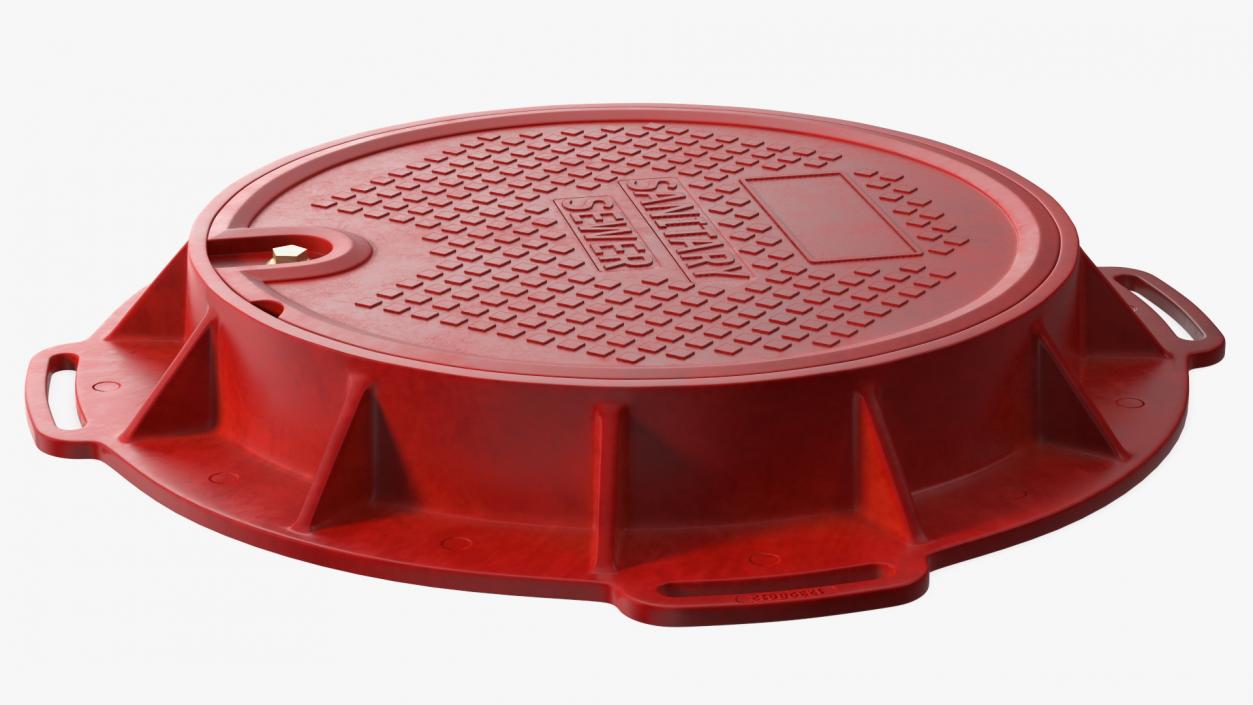 Fiberglass Manhole Red 3D