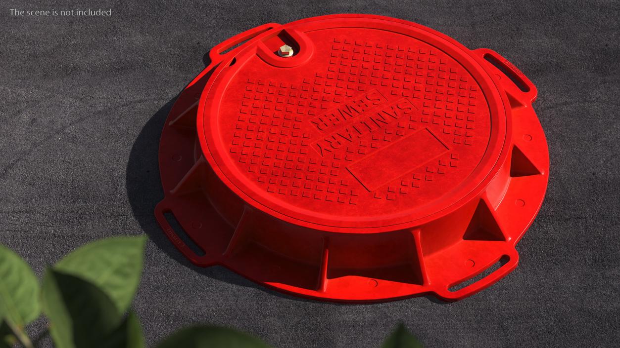 Fiberglass Manhole Red 3D