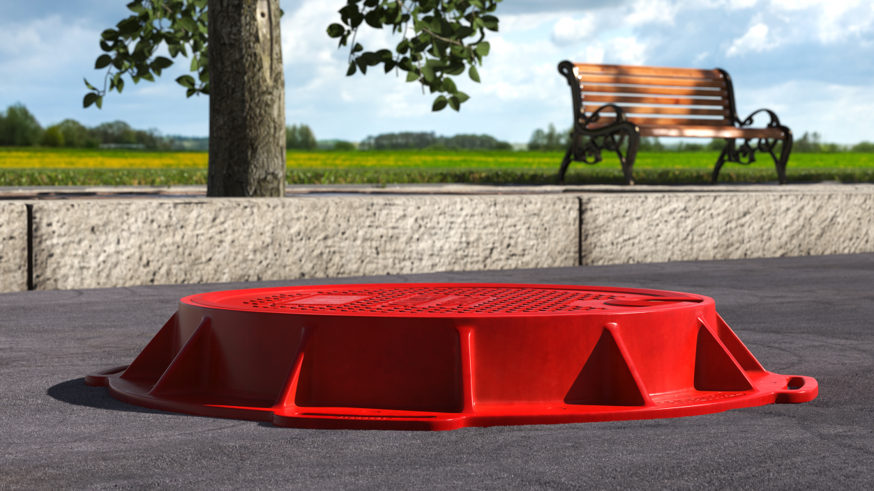 Fiberglass Manhole Red 3D