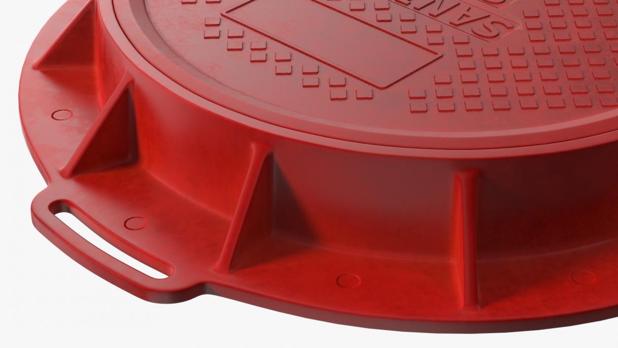 Fiberglass Manhole Red 3D