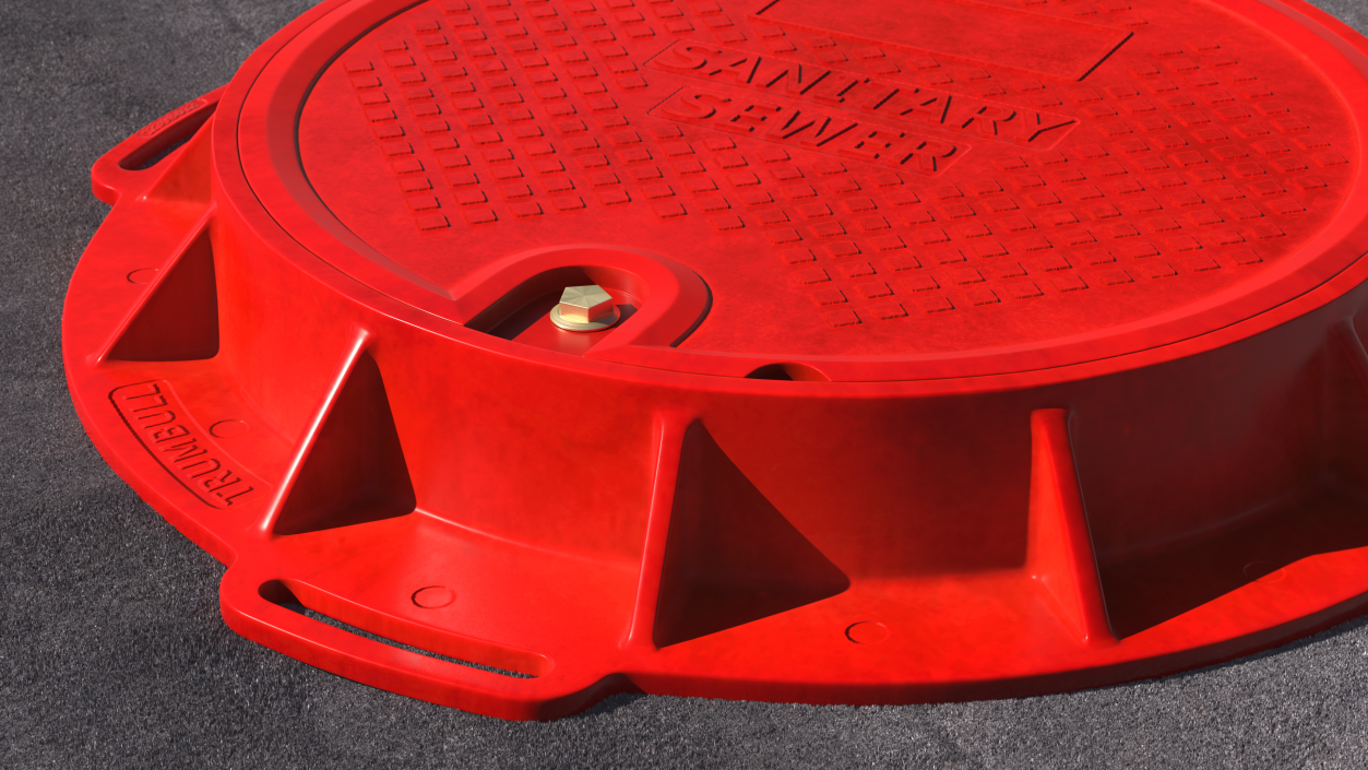 Fiberglass Manhole Red 3D